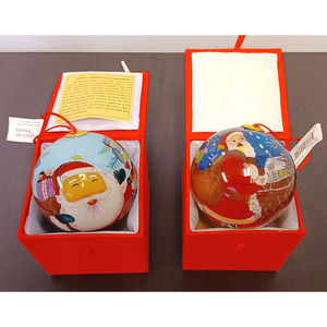 Ornaments set of 2 - Hand Painted Glass